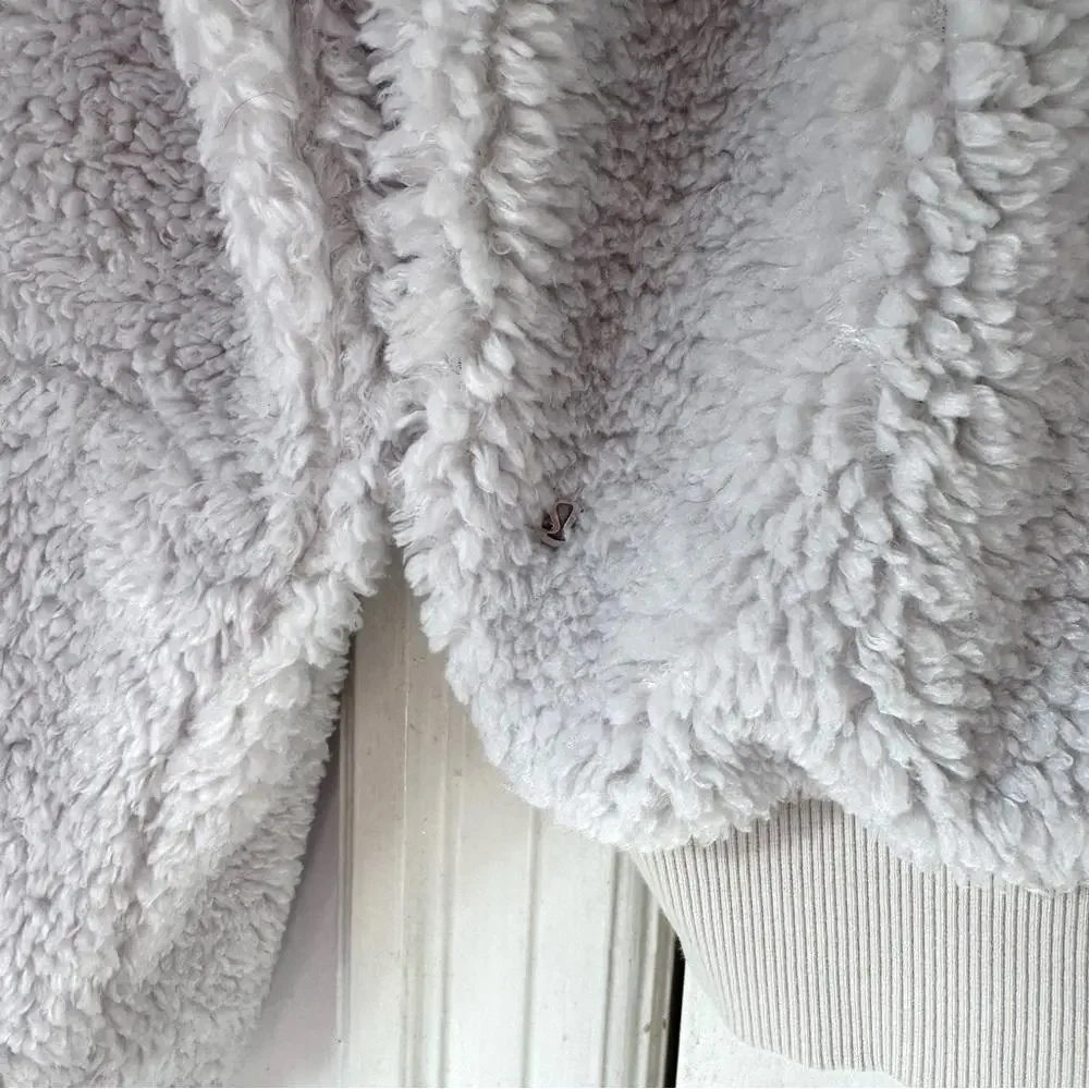 Lululemon Textured Fleece 1/2 Zip Hoodie - White Opal - 8